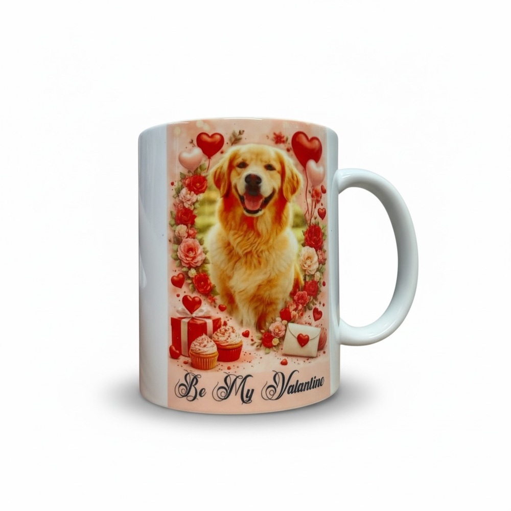 Valentine's Day Dog Mug - White and Red 12 oz